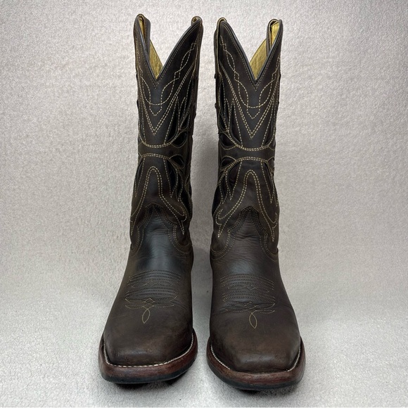 Botas Jaca Mexican Leather Western Boots Women’s 7.5 Brown Cutout Cowgirl Boho - Picture 10 of 16